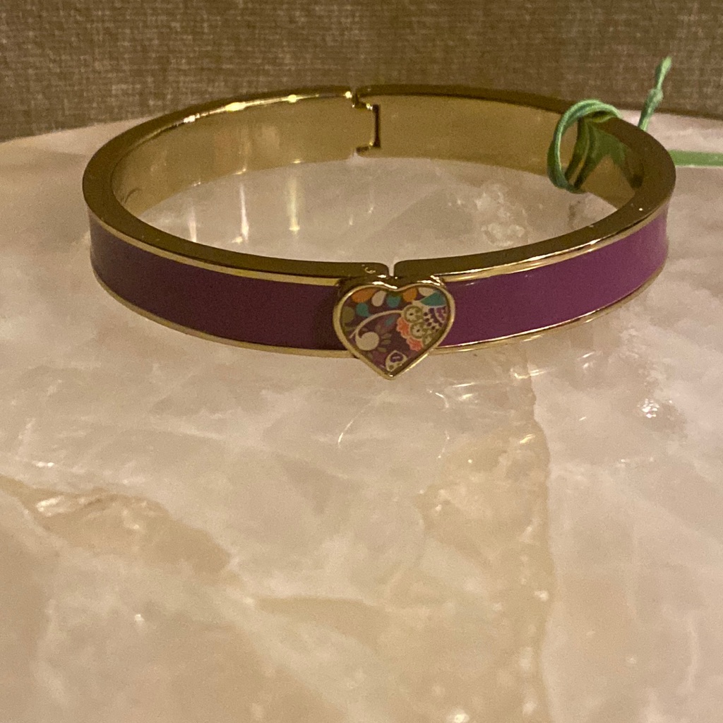Beautiful Vera Bradley Purple Heart Bangle Bracelet Gold Tone Nwt 27$
